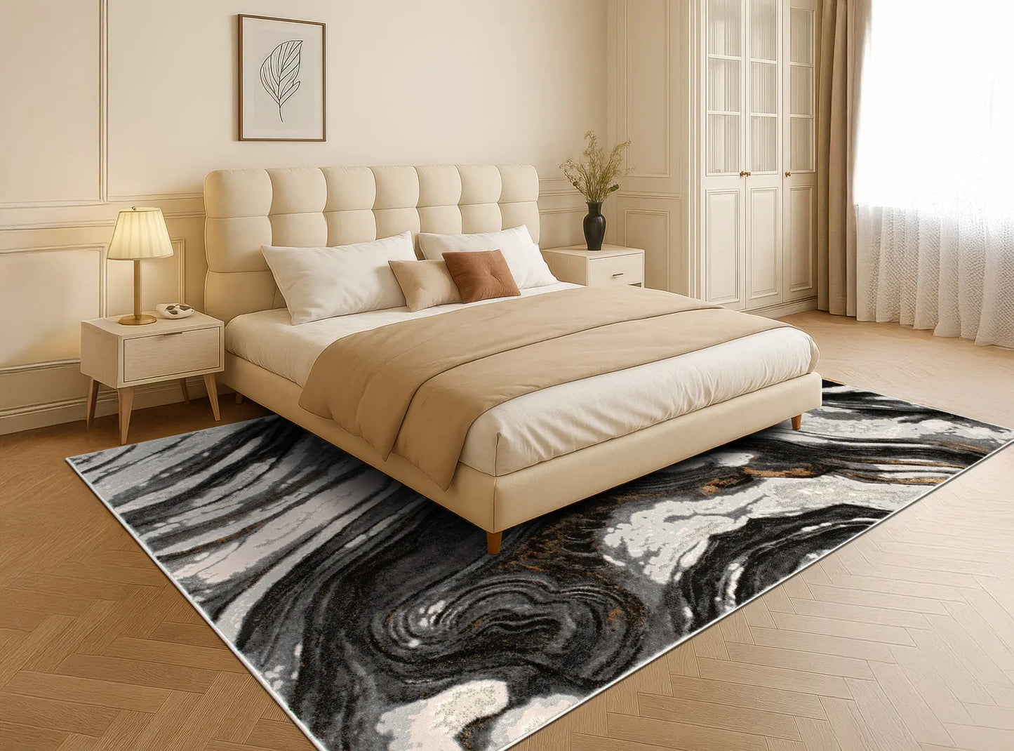 Grey Ivory Earth Abstract Living Room Bedroom Area Rug LaDole Rugs