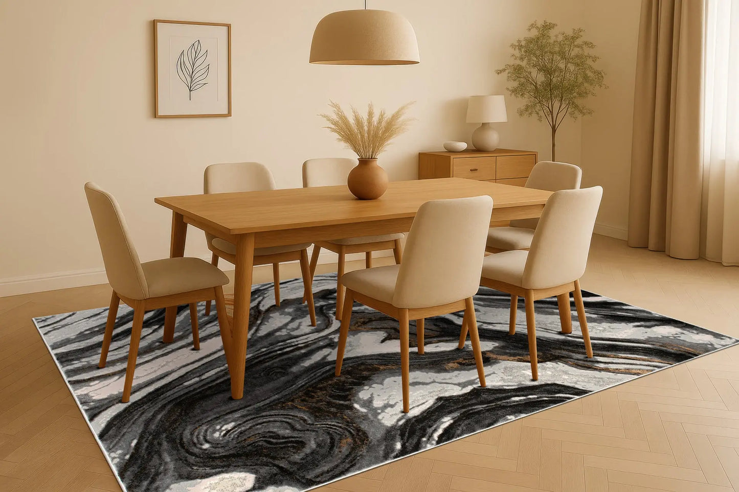 Grey Ivory Earth Abstract Living Room Bedroom Area Rug LaDole Rugs