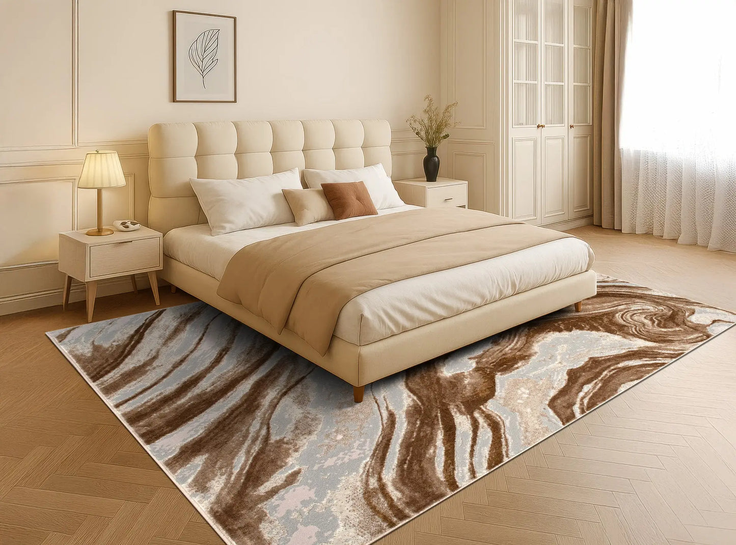 Brown Beige Earth Abstract Living Room Bedroom Area Rug LaDole Rugs