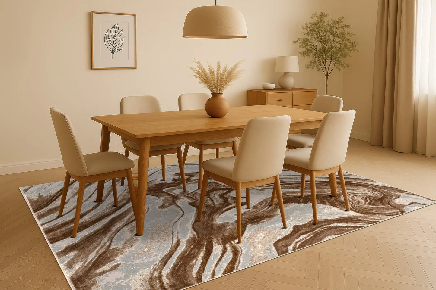 Brown Beige Earth Abstract Living Room Bedroom Area Rug LaDole Rugs
