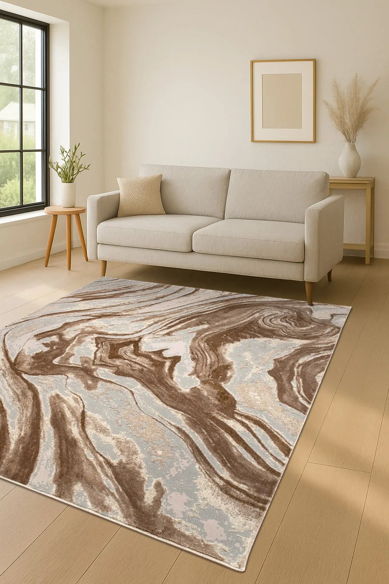 Brown Beige Earth Abstract Living Room Bedroom Area Rug LaDole Rugs
