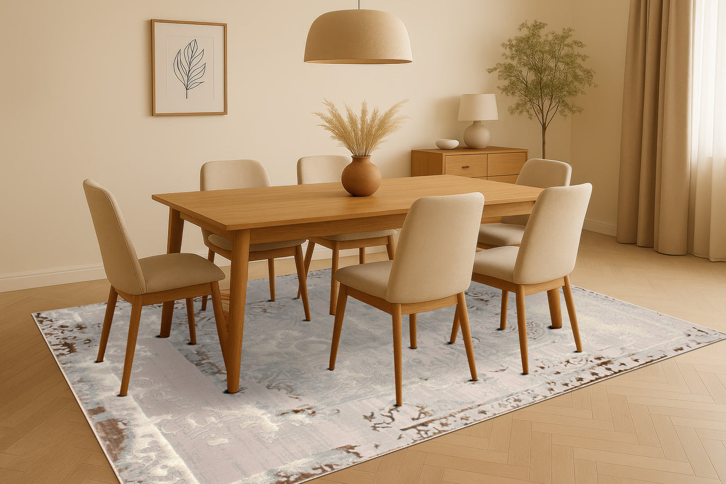 Beige Ivory Traditional Bordered Living Room Bedroom Area Rug