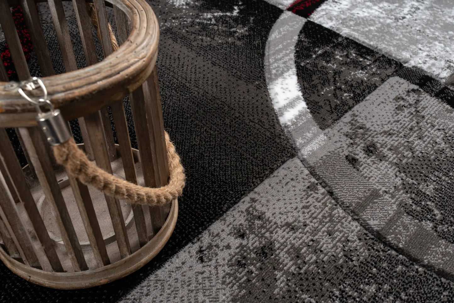 Adonis Currant Red Grey Area Rug