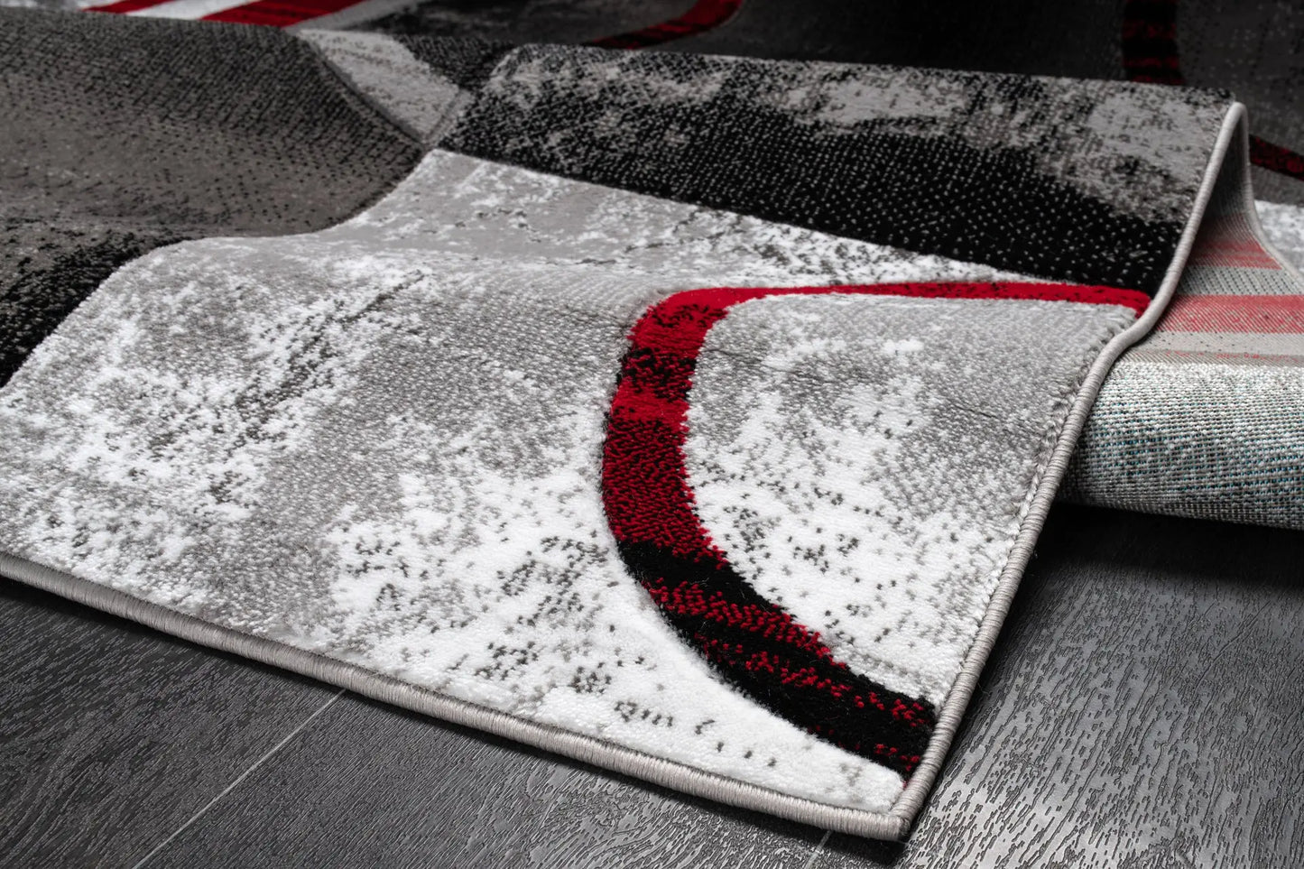 Adonis Currant Red Grey Area Rug