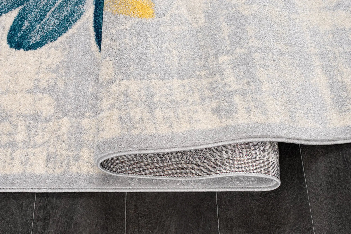 Teal Yellow Flower Area Rug