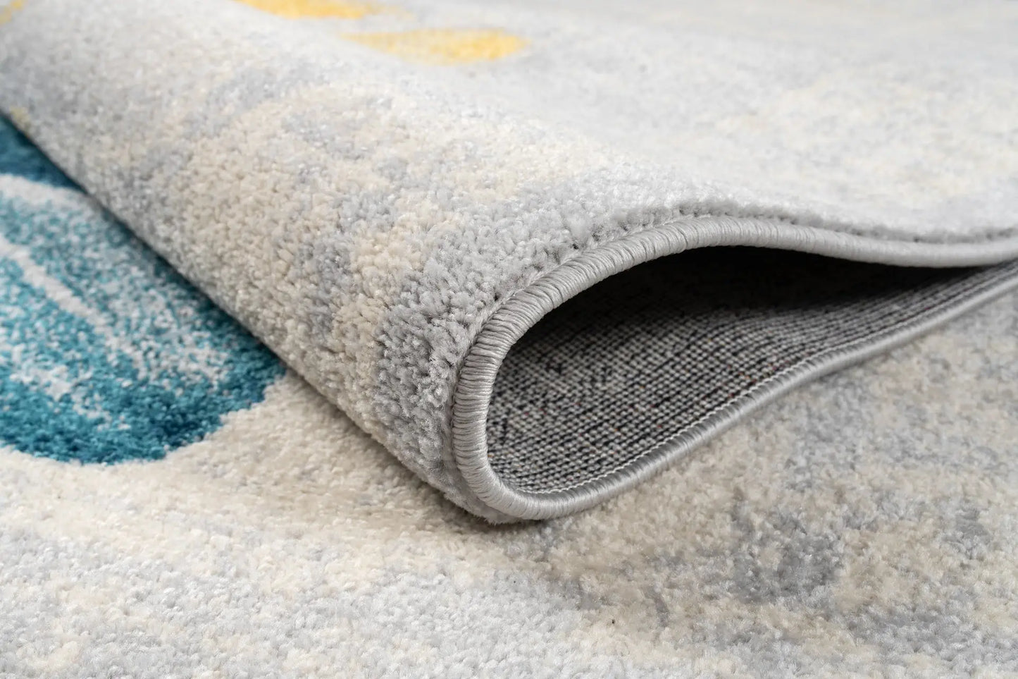 Teal Yellow Flower Area Rug