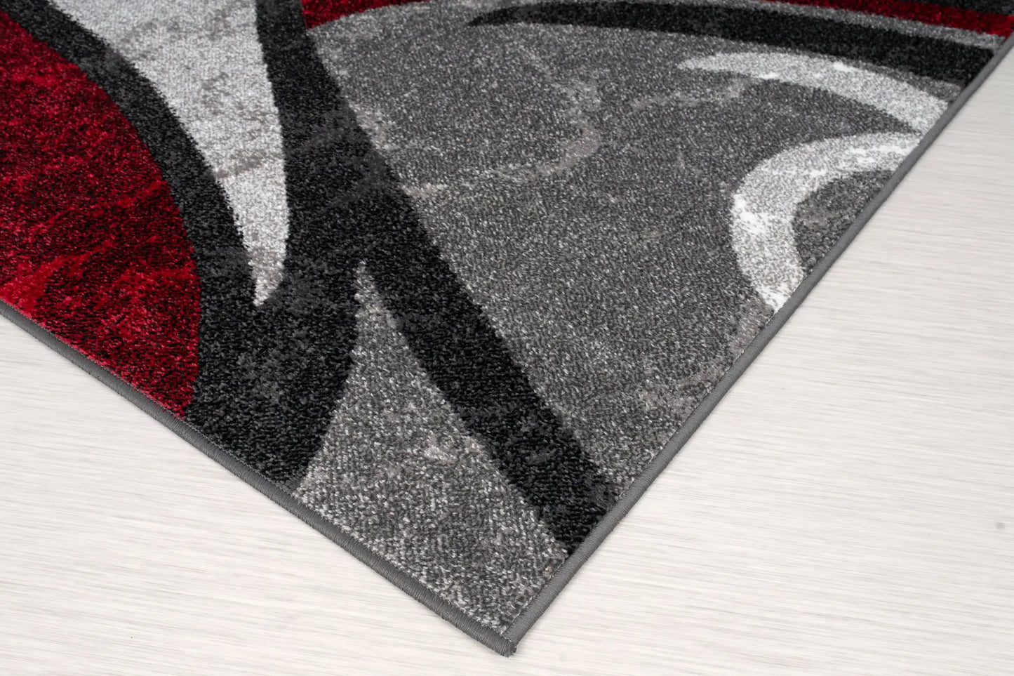 Ivory Dark Gray Spirals Area Rug Red