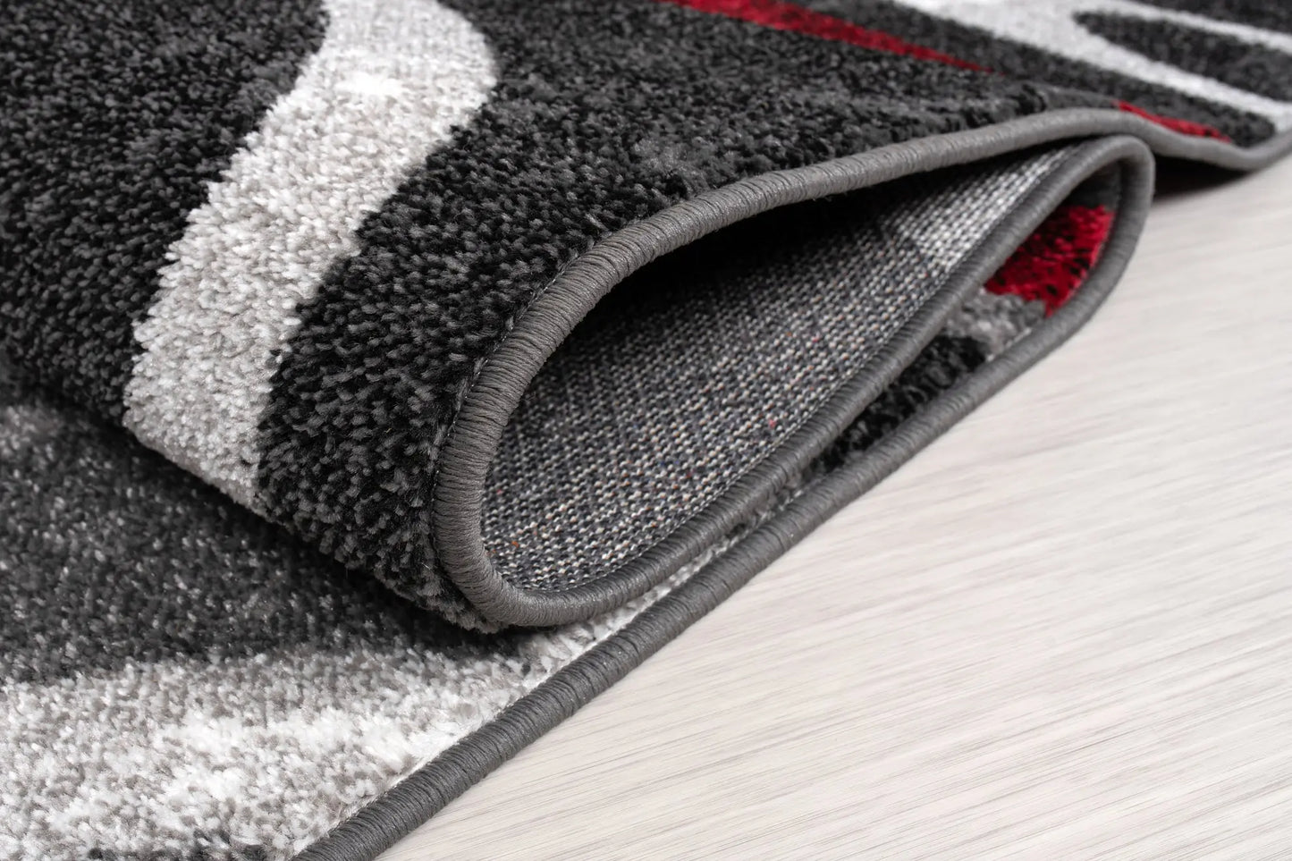 Ivory Dark Gray Spirals Area Rug Red