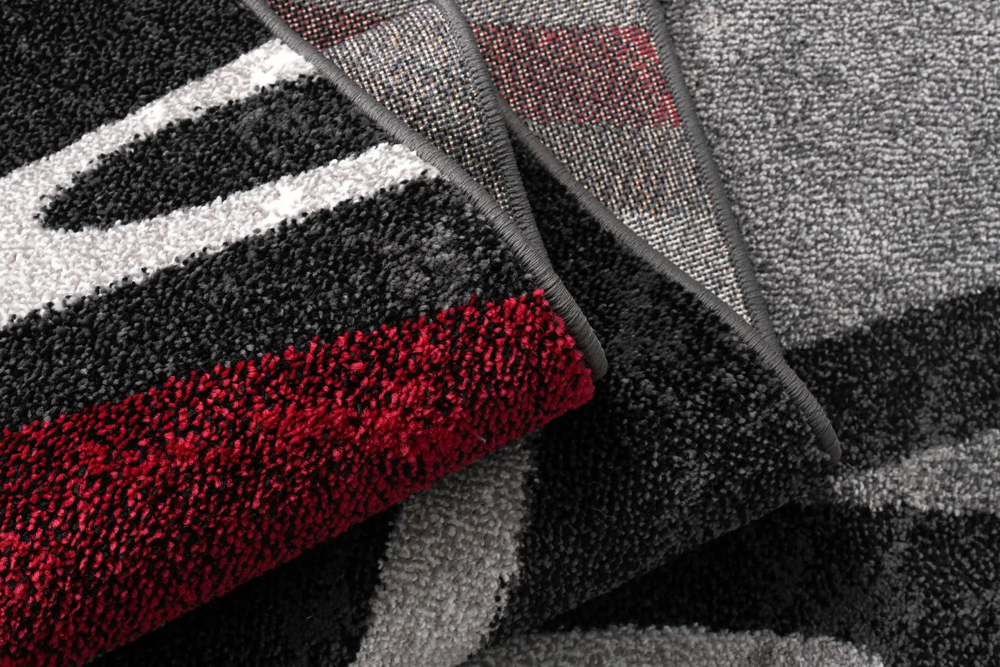 Ivory Dark Gray Spirals Area Rug Red