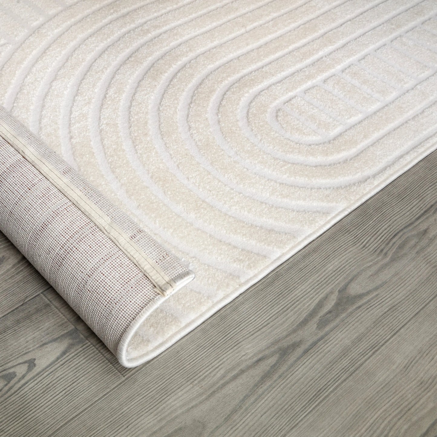 Beige Cream Textured 3D Contemporary Living Room Bedroom Area Rug LaDole Rugs