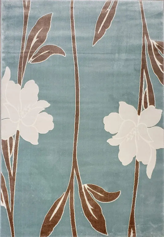 Air Force Blue Floral Area Rug - Ladolerugsca