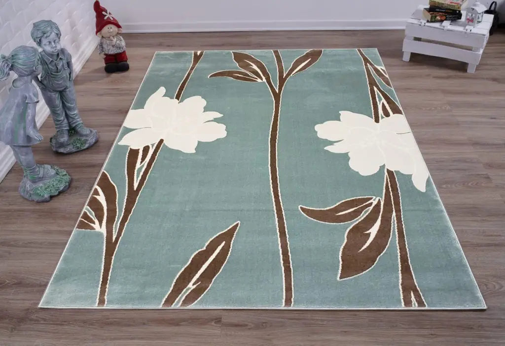 Air Force Blue Floral Area Rug - Ladolerugsca