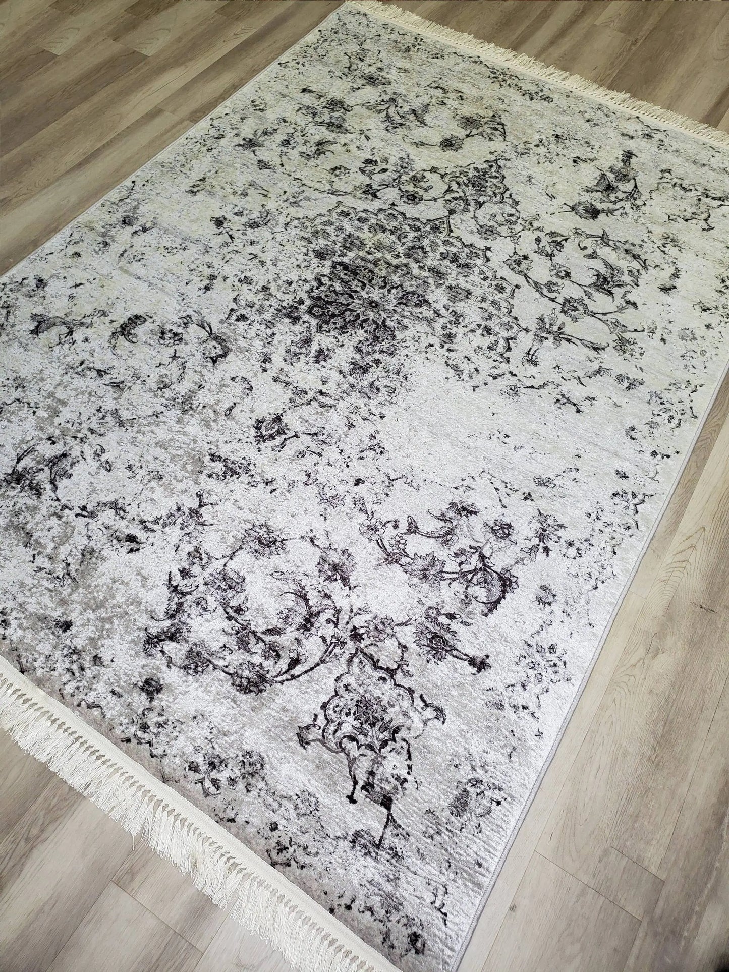 Esme Flatweave Grey Distressed Pattern Area Rug - Ladolerugsca