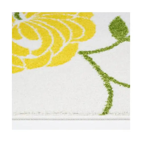 Cream Green Multi Floral Area Rug - Ladolerugsca