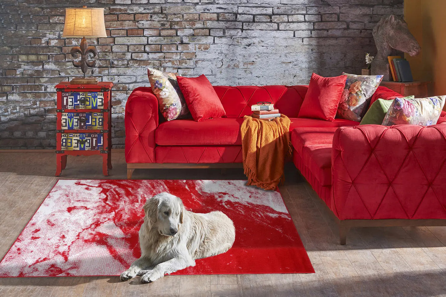 red abstract rustic modern marble pattern area rug 5x7, 5x8 ft Contemporary, Living Room Carpet, Bedroom, Home Office