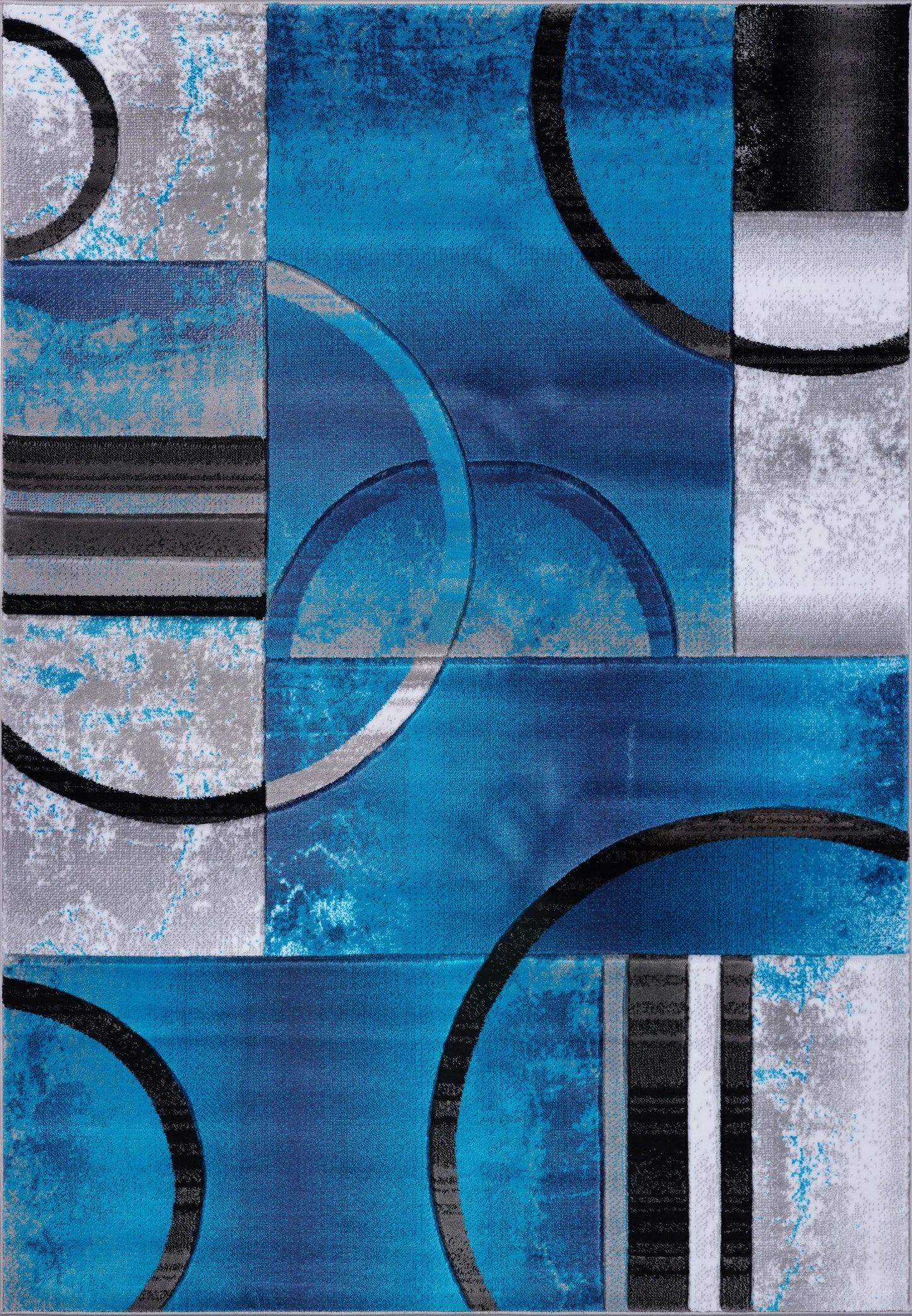 ladole rugs adonis collection geometric turquoise black and grey polypropylene area rug 2x5, 3x5 Runner Rug, Entry Way, Entrance, Balcony, Bedside, Home Office, Table Top