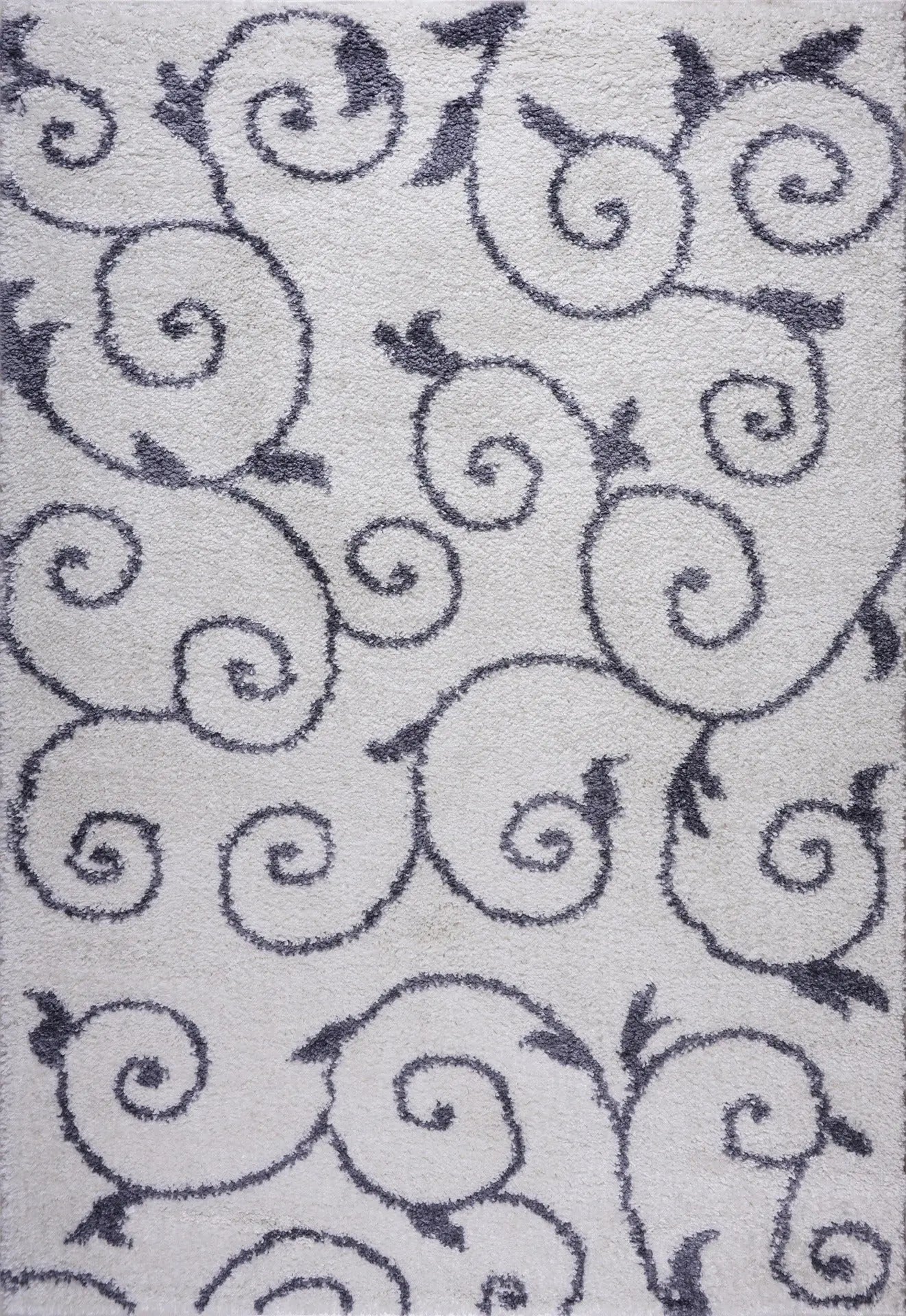 ladole rugs shaggy rabat abstract pattern sustainable spirals style indoor small mat doormat rug in white dark gray 110 x 211 57cm x 90cm 2x3 Doormat, Entrance, Balcony, Bathroom, Washroom