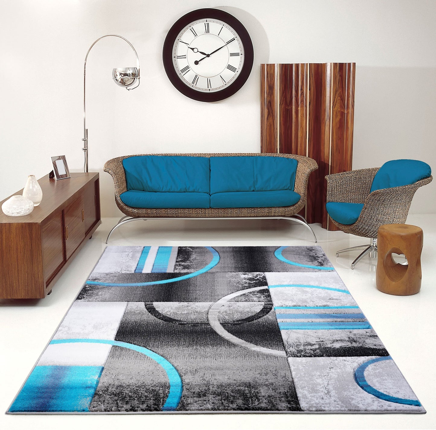 Adonis Grey Turquoise Area Rug - Ladolerugsca