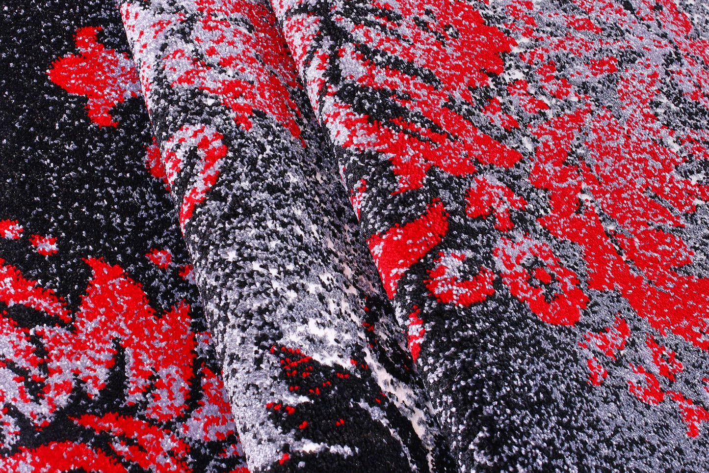 Milan Red Black Damask Area Rug - Ladolerugsca