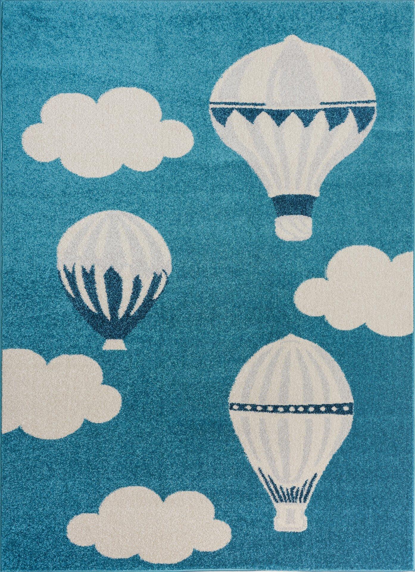 Parachute White Turquoise Kids Area Rug - Ladolerugsca