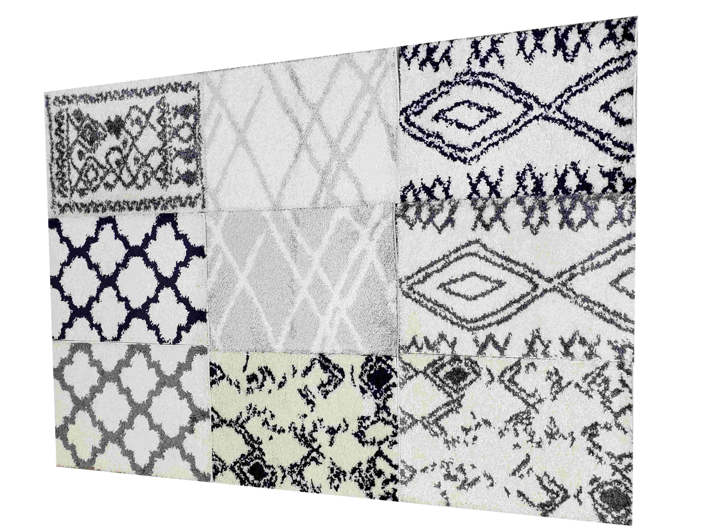 Casablanca Shaggy White Dark Blue Area Rug - Ladolerugsca