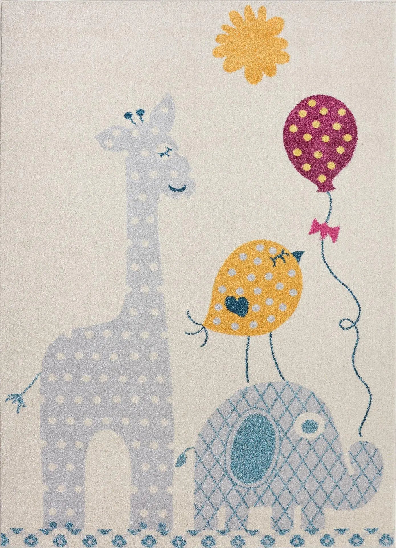 Giraffe Elephant Bird Kids Area Rug - Ladolerugsca