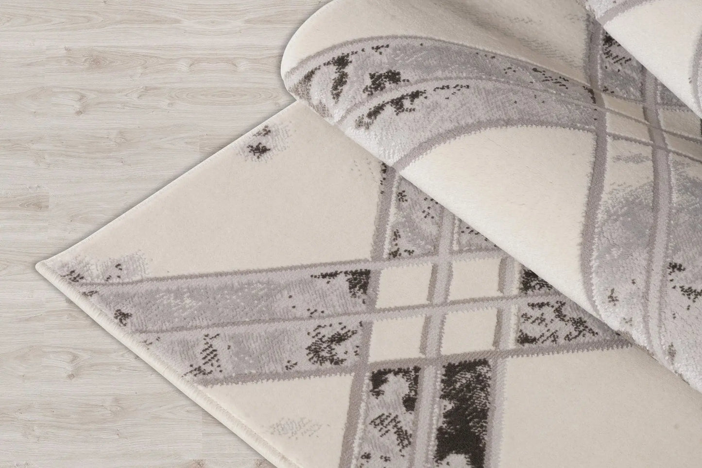 Barrington Ivory Grey Checks Pattern Area Rug - Ladolerugsca