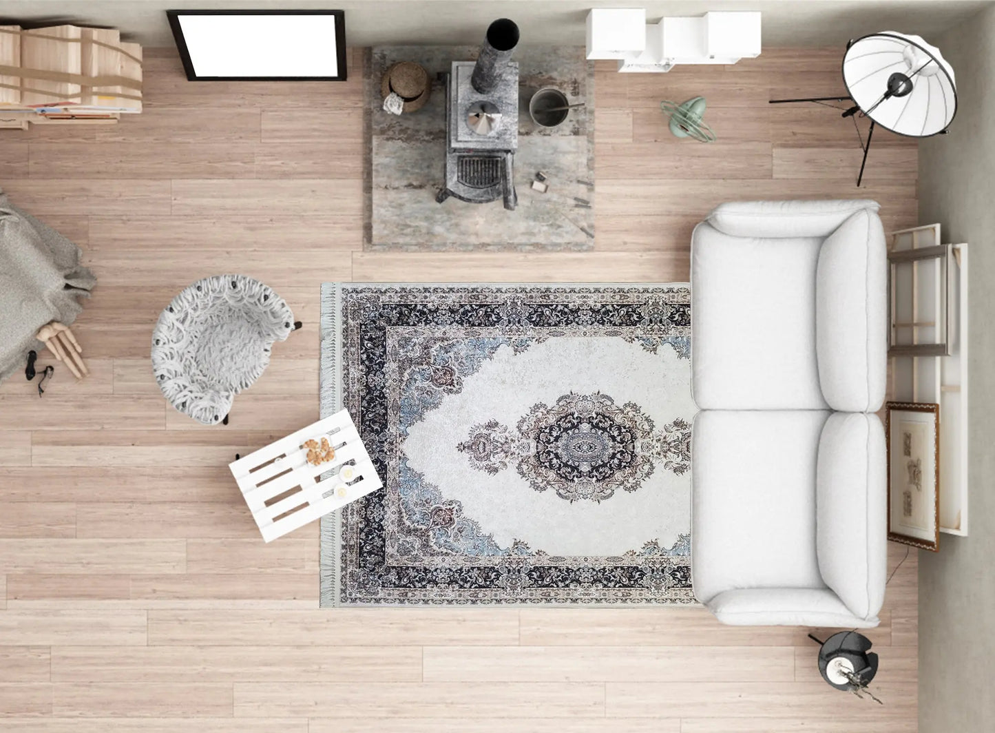 Argyle Flatweave Blue Grey Rug.