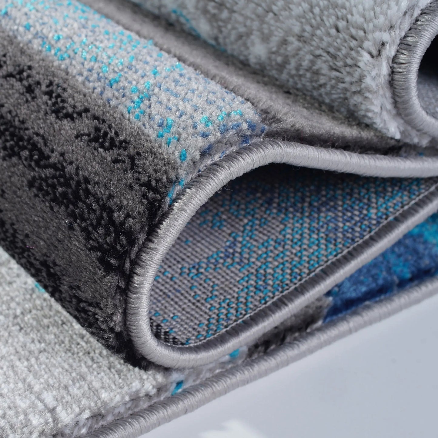 ladole rugs adonis collection geometric turquoise black and grey polypropylene area rug 6x8, 6x9 ft Living Room, Bedroom, Dining Area, Kitchen Carpet