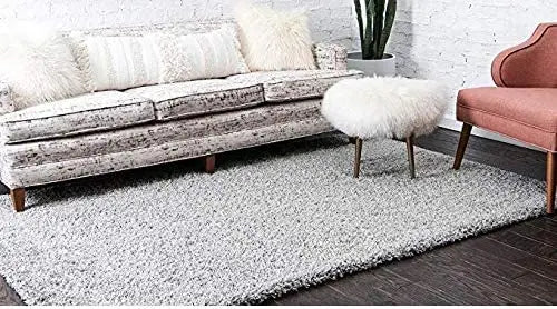 Grey Solid Shaggy Area Rug - Ladolerugsca