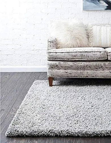Grey Solid Shaggy Area Rug - Ladolerugsca