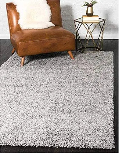 Grey Solid Shaggy Area Rug - Ladolerugsca