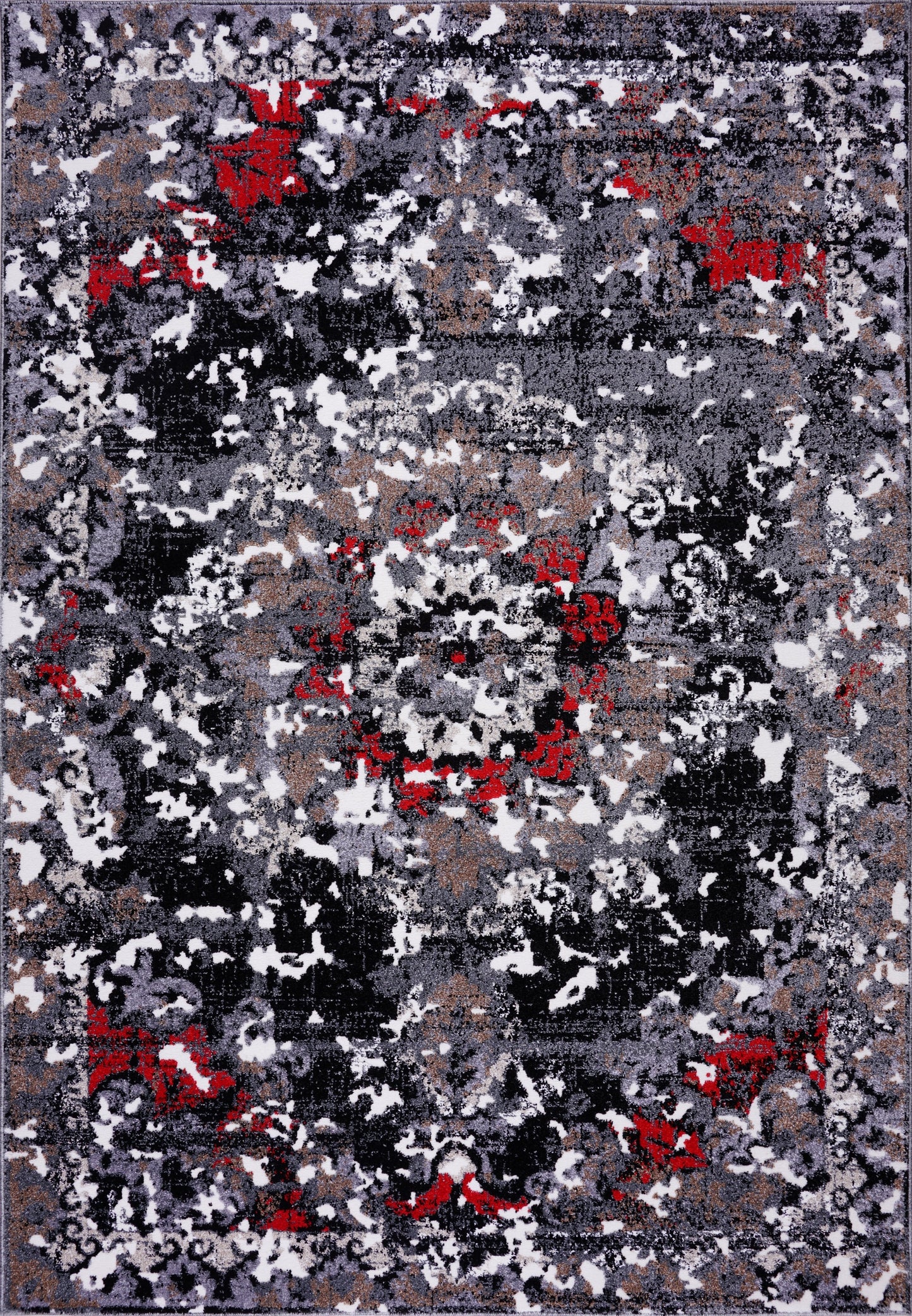 Grayton Traditional Gray Red Area Rug - Ladolerugsca