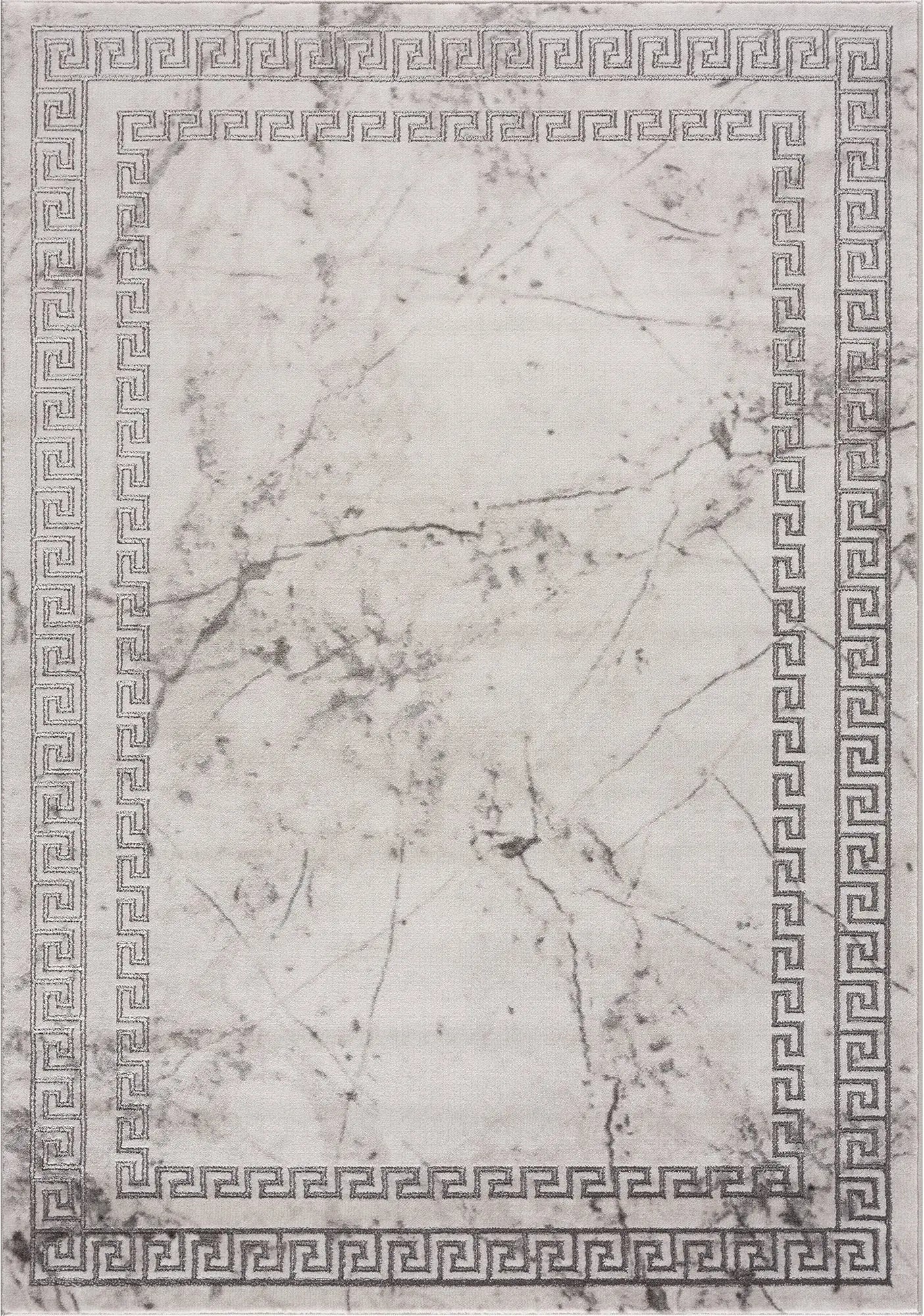 light dark grey beige modern meander greek pattern bordered area rug 2x5, 3x5 Runner Rug, Entry Way, Entrance, Balcony, Bedside, Home Office, Table Top
