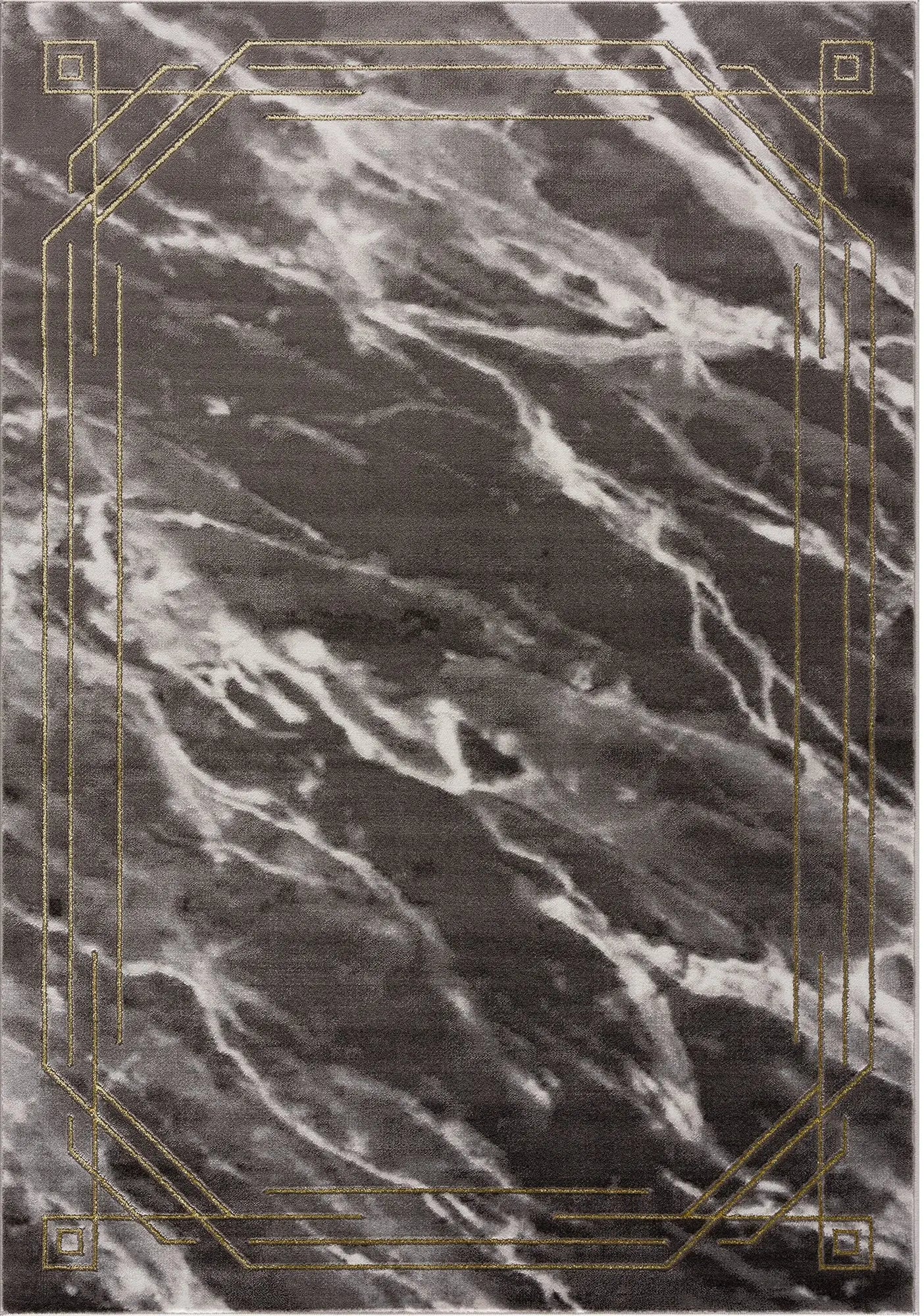 la dole rugs modern minimalistic marble pattern abstract rustic grey charcoal gold bordered area rug 2x5, 3x5 Runner Rug, Entry Way, Entrance, Balcony, Bedside, Home Office, Table Top