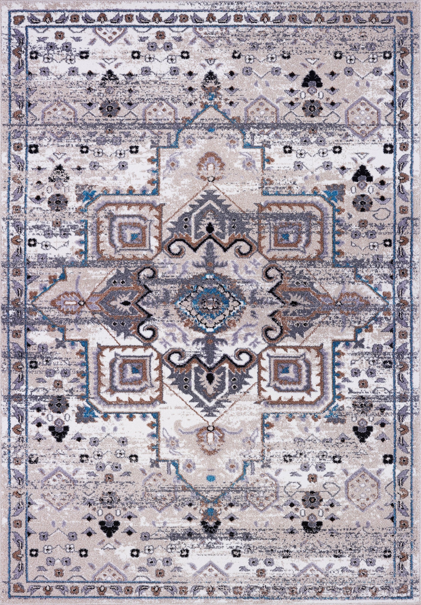 Lyon Traditional Beige Cream Area Rug - Ladolerugsca