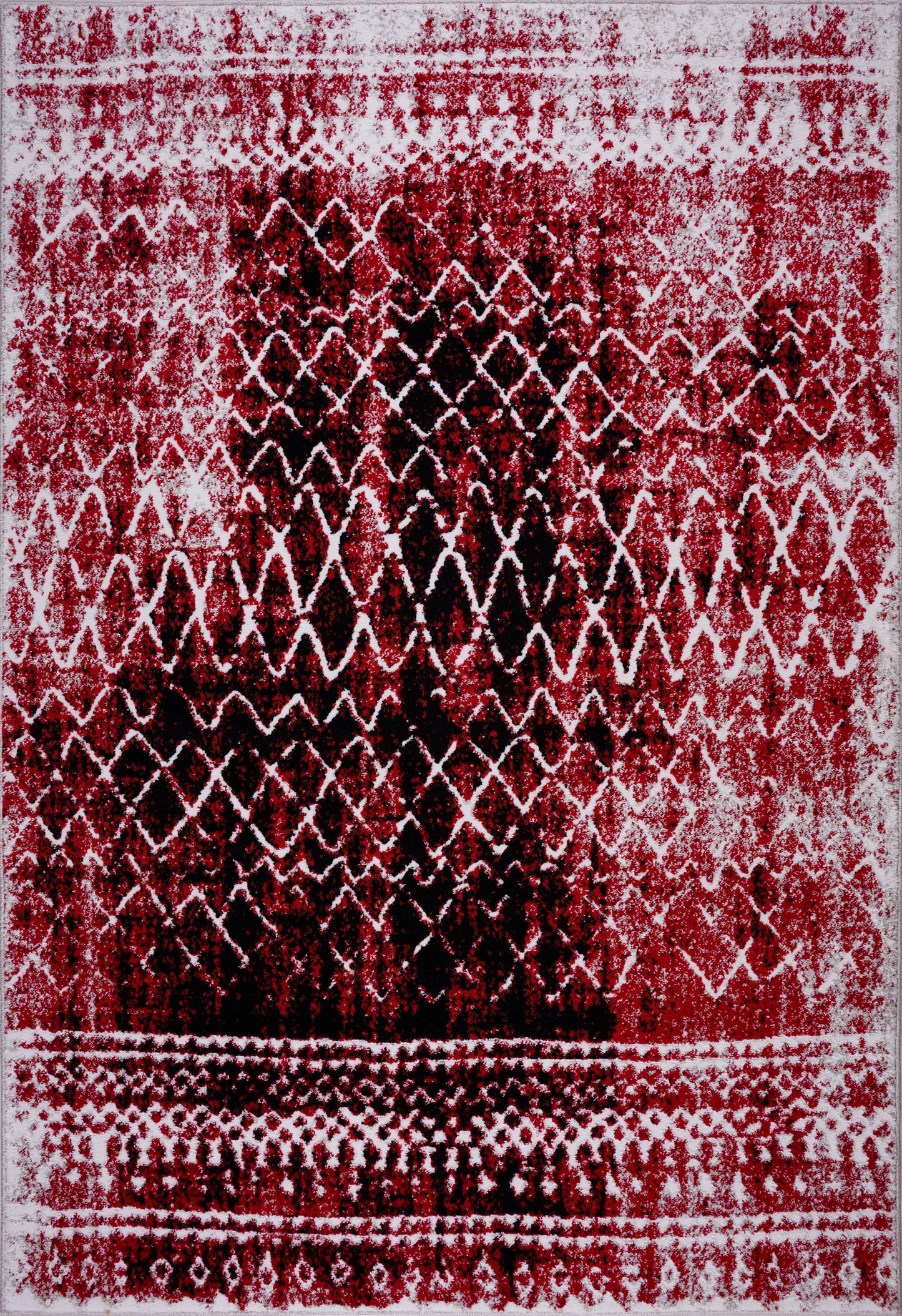 Verona Red Black Diamond Pattern Area Rug - Ladolerugsca