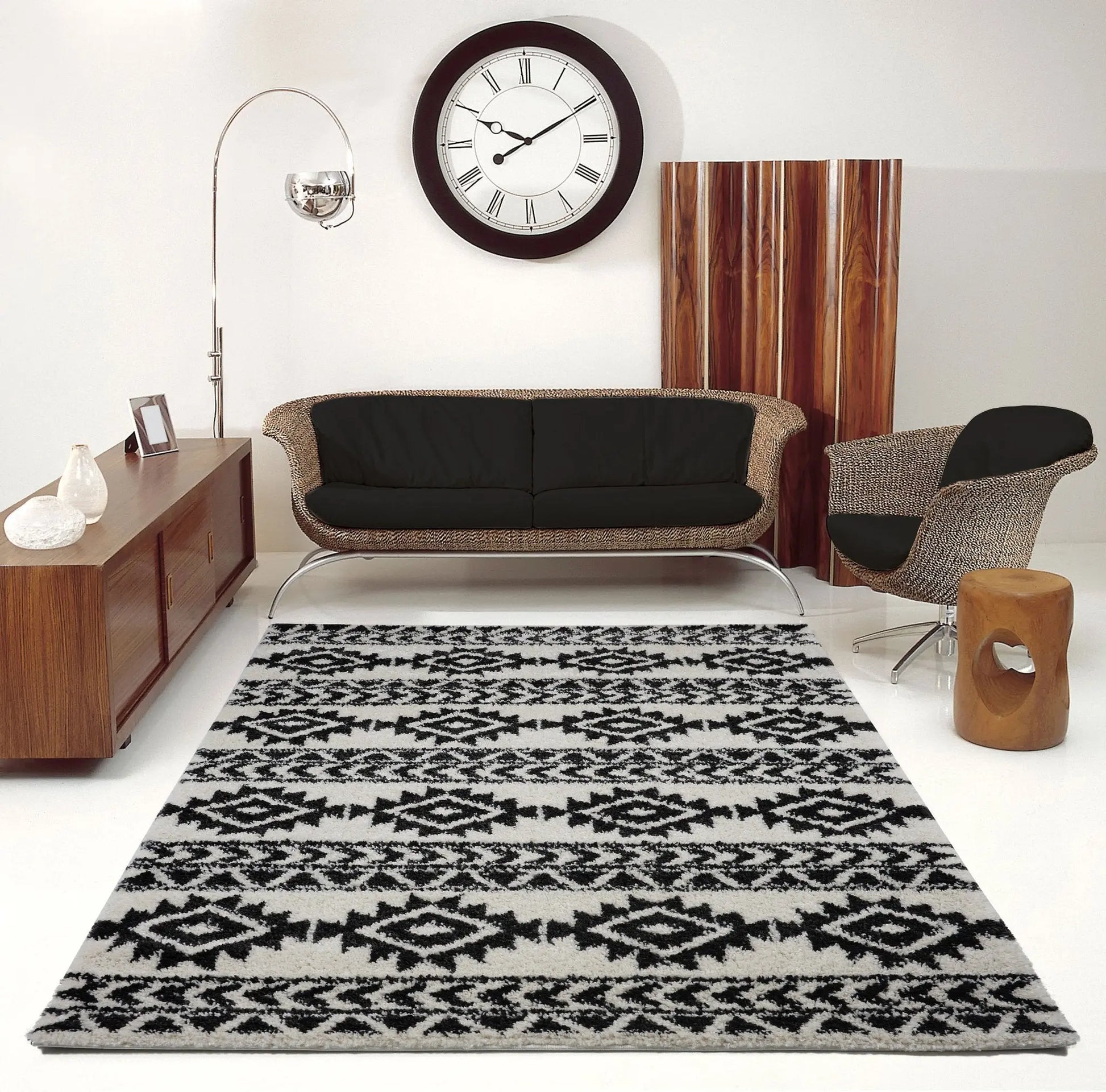American Native Ivory Shaggy Area Rug - Ladolerugsca