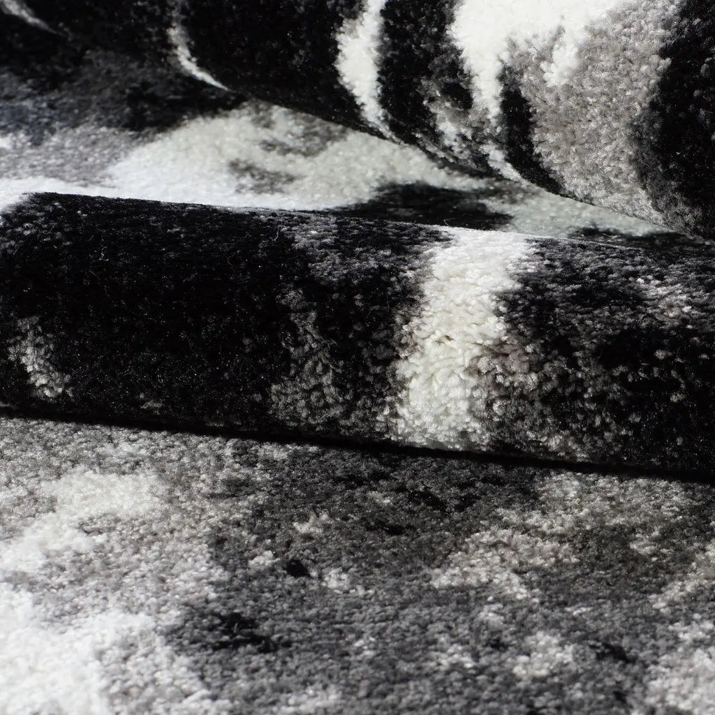 Anise Black White Abstract Area Rug -
