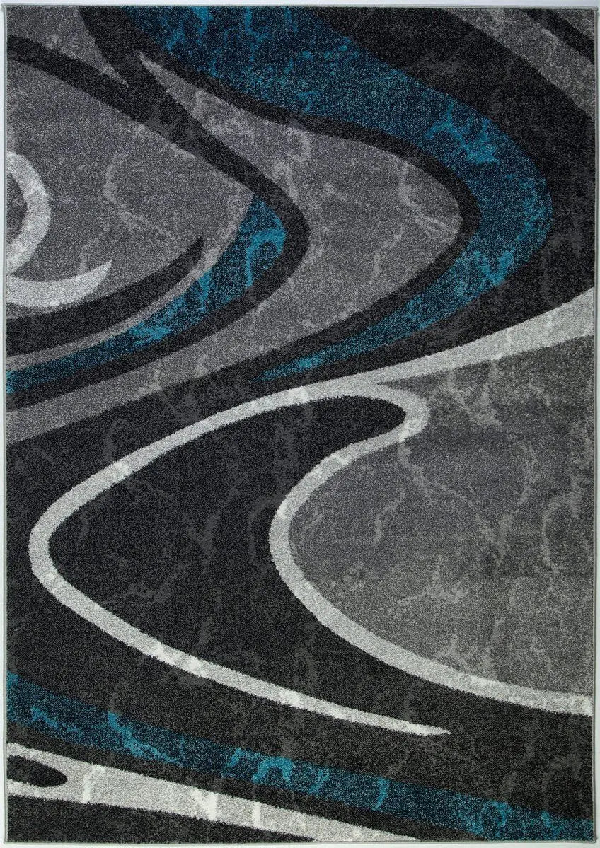 Ivory Dark Gray Spirals Area Rug Turquoise -