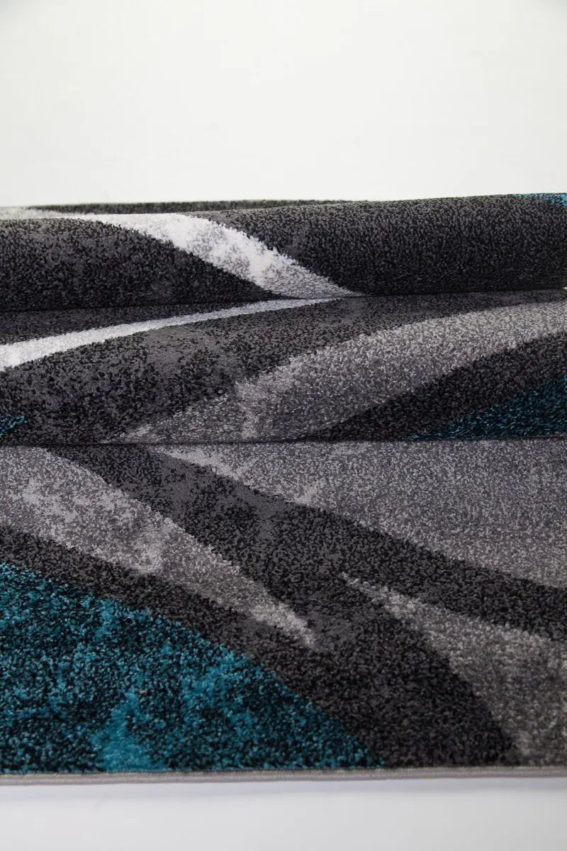 Ivory Dark Gray Spirals Area Rug Turquoise -