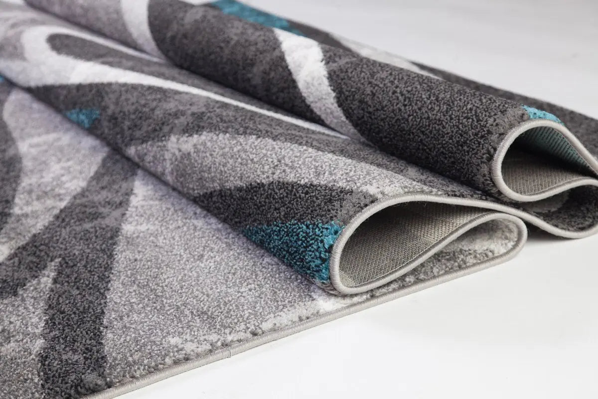 Ivory Dark Gray Spirals Area Rug Turquoise -