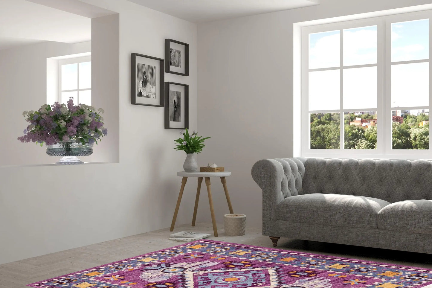 Aliyah Geometric Traditional Flatweave Pink Area Rug