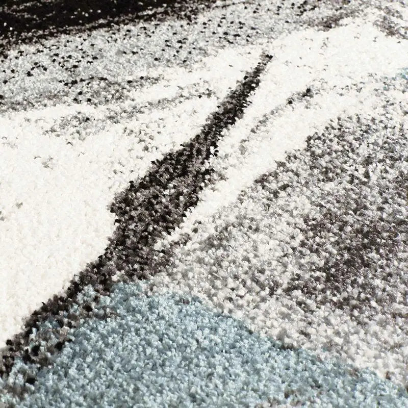 blue and black abstract modern area rug 6x8, 6x9 ft Living Room, Bedroom, Dining Area, Kitchen Carpet
