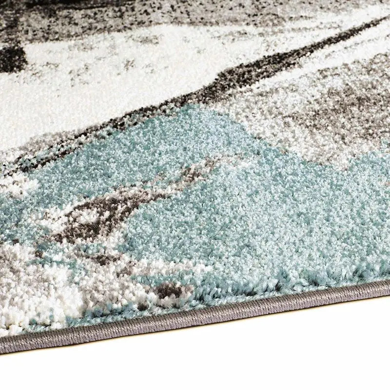blue and black abstract modern area rug 8x10, 8x11 ft Large Living Room Carpet, Bedroom, Kitchen