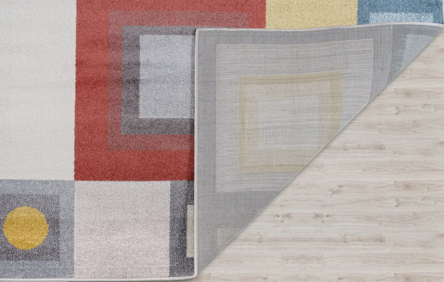 Ayala Bohemian Squares and Multicolor Round Carpet