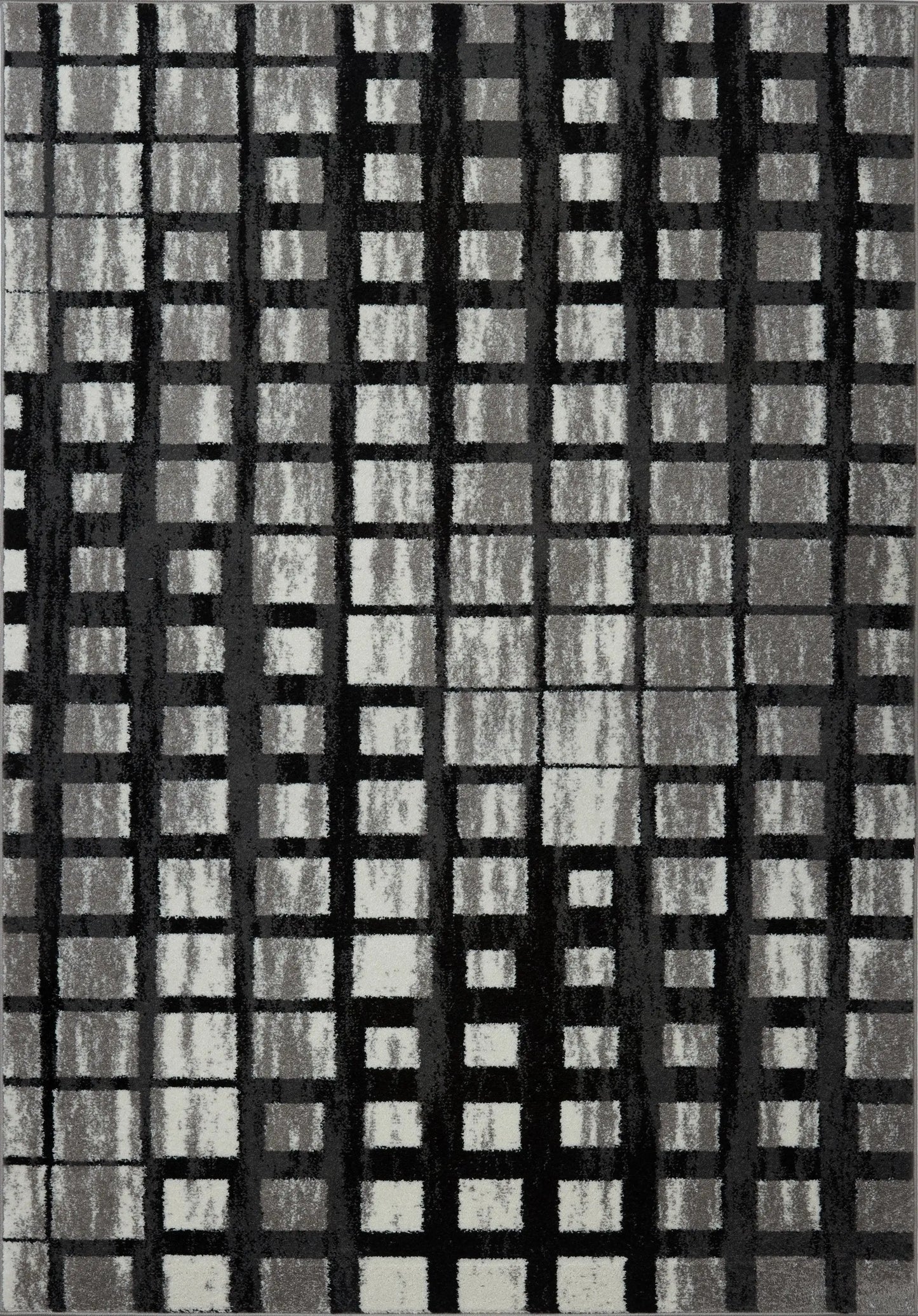 Grand Square Grey Black Area Rug -