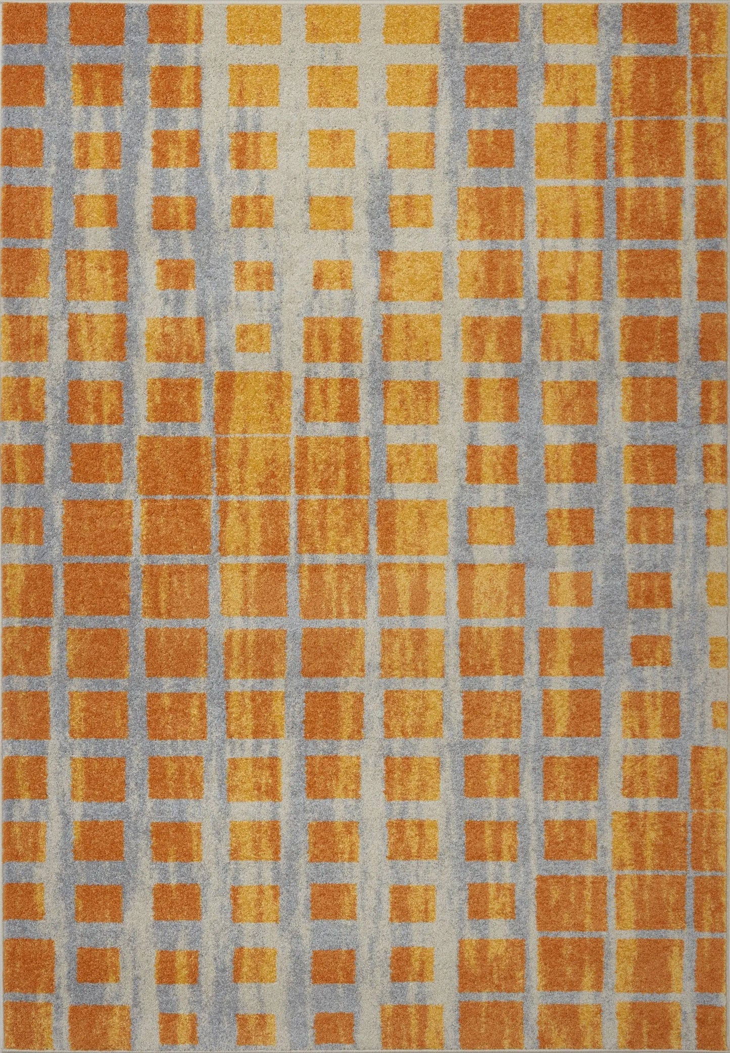 Grand Square Yellow Grey Contemporary Area Rug -