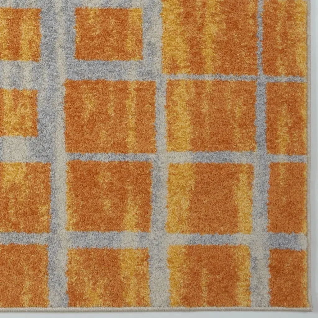 Grand Square Yellow Grey Contemporary Area Rug -