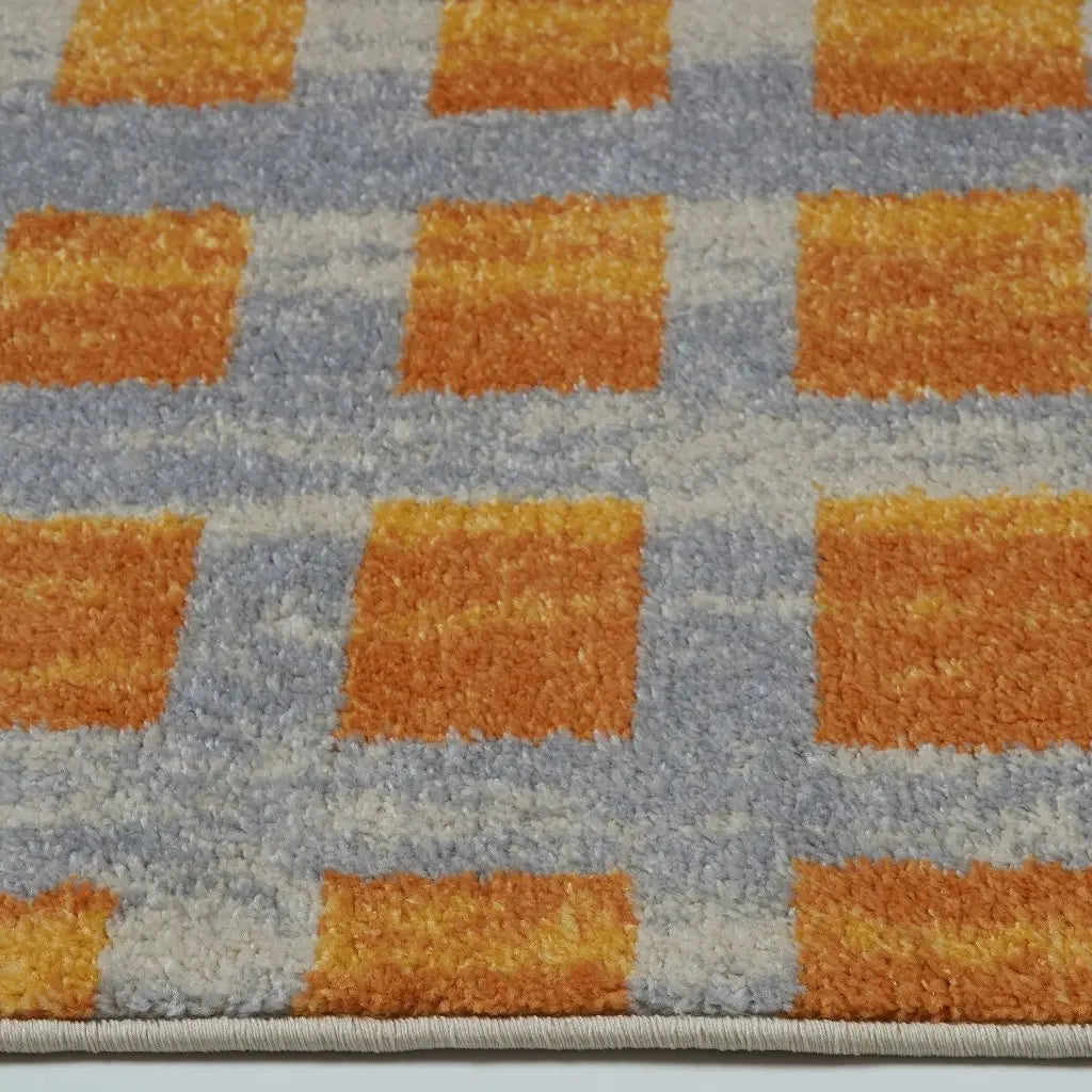 Grand Square Yellow Grey Contemporary Area Rug -